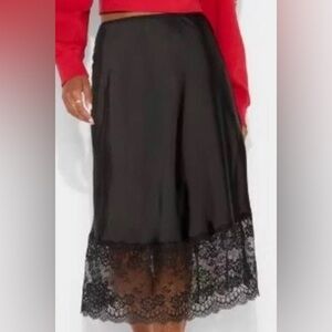 Wild Fable Black Lace-Hem Midi Skirt